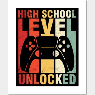 Gamer Student High School Level Unlocked Back To School Day Posters and Art